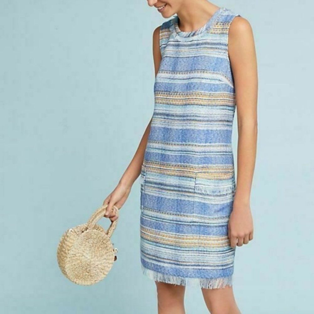 NWOT Anthropologie AKEMI + KIN Tweed Fringe Shift Dress 14